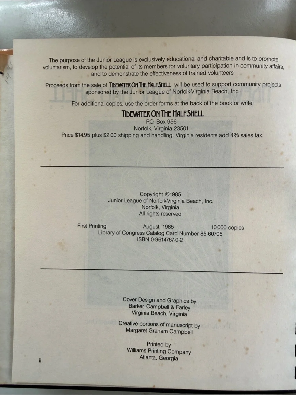 Tidewater on the Half Shell Cookbook - The Junior League of Virginia Beach